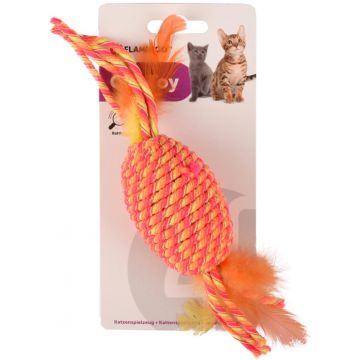 FLAMINGO Jucărie pentru pisici BIBI, din sfoară şi pene, portocaliu, 29 cm