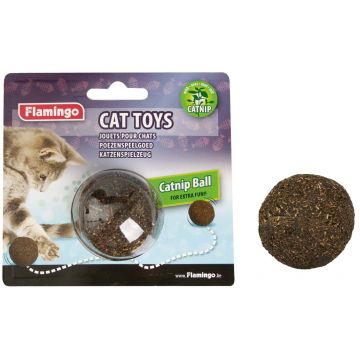 FLAMINGO Jucărie pentru pisici Minge cu iarba pisicii, 5cm