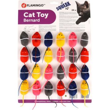 FLAMINGO Jucărie pentru pisici Şoricel colorat cu sunete 6cm, diferite culori