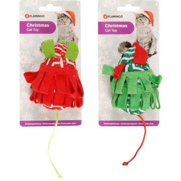 FLAMINGO Jucărie pentru pisici, Şoricel din pluş, ediţie Crăciun, diverse culori