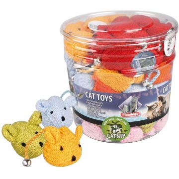 FLAMINGO Jucărie pentru pisici Şoricelul LIAM, cu clopoţel, 11cm, diverse culori