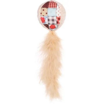 FLAMINGO Jucărie pentru pisici Vinta, Minge, cu pene, 15cm