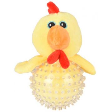 FLAMINGO Jucărie pentu câini Wilco, minge TPR cu Pui galben 16cm