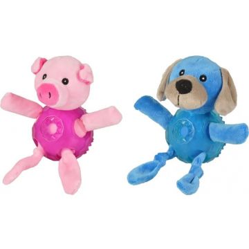 FLAMINGO Jucărie pt câini Fat Bellies din plus şi cauciuc, 18cm, div culori