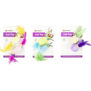 FLAMINGO Jucărie pt pisici Kitty Kidz First Toy, Jucărie cu pene, 10cm