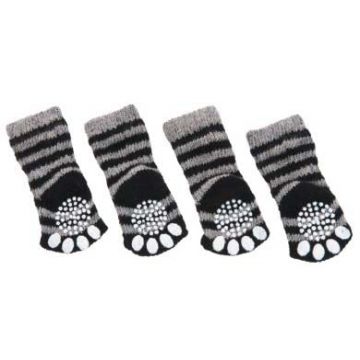 FLAMINGO Şosete pentru câini Negru-Gri 4 bucăţi