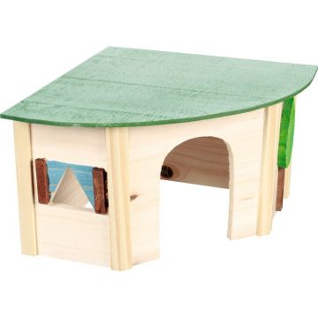 FLAMINGO Wonderland Căsuţă de colţ din lemn pentru rozătoare ECO