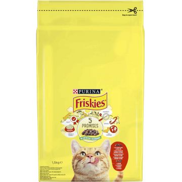 FRISKIES Hrană uscată pentru pisici Adulte, cu Carne, Pui şi Legume