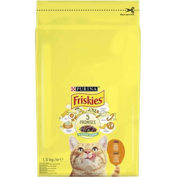 FRISKIES Hrană uscată pentru pisici Adulte, cu Pui, Ficat şi Legume