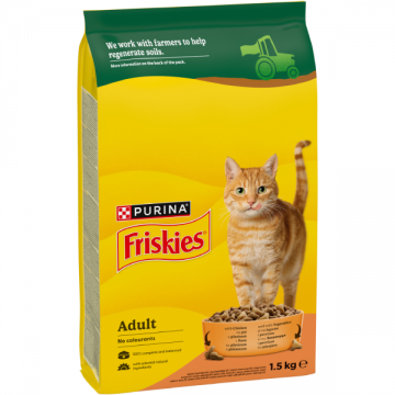 FRISKIES Hrană uscată pentru pisici Adulte, cu Pui, Ficat şi Legume