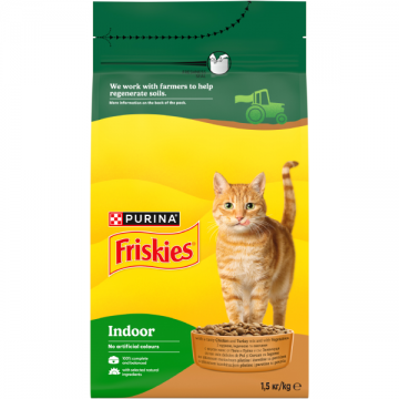 FRISKIES Hrană uscată pentru pisici INDOOR cu Pui şi Verdeţuri de Gradină