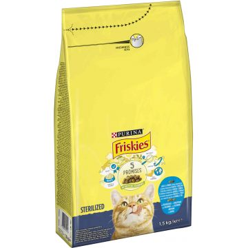 FRISKIES Hrană uscată pentru pisici STERILIZATE, cu Somon şi Legume