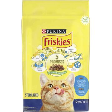 FRISKIES Hrană uscată pentru pisici STERILIZATE, cu Somon şi Legume