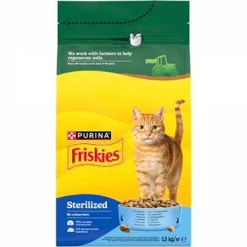 FRISKIES Hrană uscată pentru pisici STERILIZATE, cu Somon şi Legume