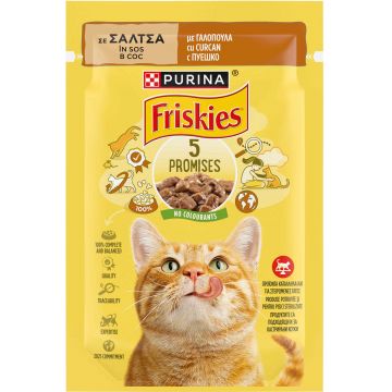 FRISKIES Plic hrană umedă pentru pisici, cu Curcan în Sos 85g