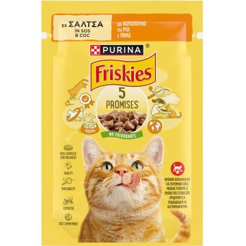 FRISKIES Plic hrană umedă pentru pisici, cu Pui în Sos 85g