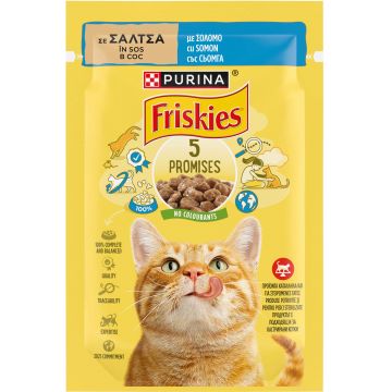 FRISKIES Plic hrană umedă pentru pisici, cu Somon în Sos 85g