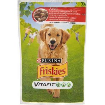 FRISKIES Plic hrană umedă pt câini Adult Vită şi Cartofi în aspic 100g