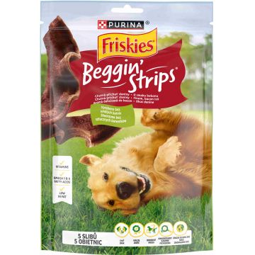 FRISKIES Recompese pentru câini Beggin' Strips - Crispy Bacon 120g