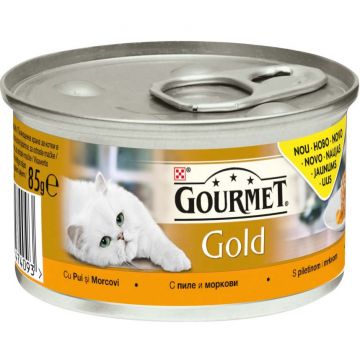 GOURMET Gold Conservă pentru pisici Savoury Cake cu Pui şi Morcovi 85g