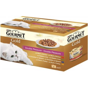 GOURMET Gold Duo Pachet conserve Vită şi Pui 4x85g
