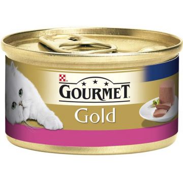 GOURMET Gold Mousse conservă pentru pisici, cu Carne de Vită 85g