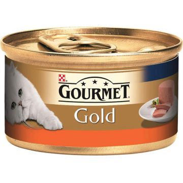 GOURMET Gold Mousse conservă pentru pisici, cu Curcan 85g