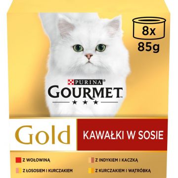 GOURMET GOLD Pachet conserve pentru pisici, cu Vită 8x85g