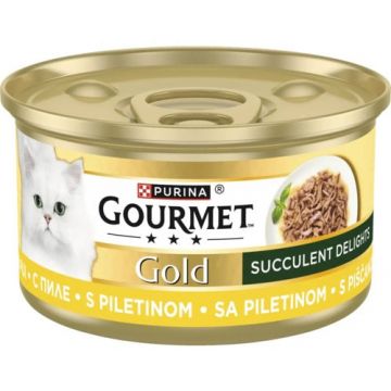 GOURMET GOLD Succulent Delight conserve pentru pisici, cu Pui 85g