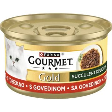GOURMET GOLD Succulent Delight  conserve pentru pisici, cu Vită 85g