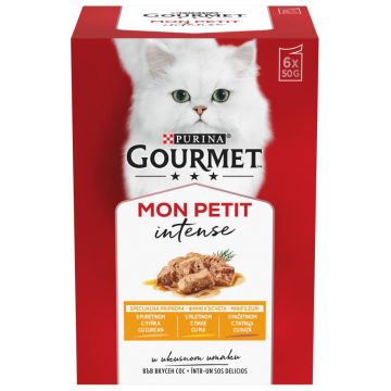 GOURMET Mon Petit Pachet plicuri pentru pisici, Curcan, Pui şi Raţă 6x50g