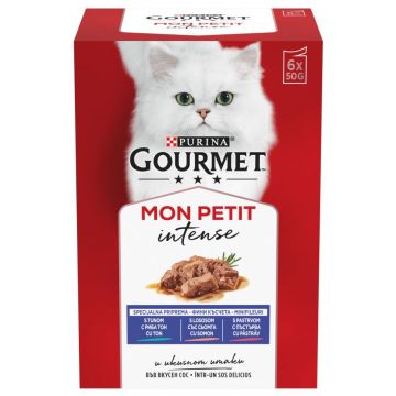 GOURMET Mon Petit Pachet plicuri pentru pisici Păstrăv, Somon şi Ton 6x50g