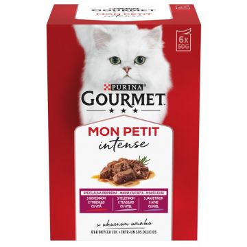 GOURMET Mon Petit Pachet plicuri pentru pisici, Viţel, Vită şi Miel 6x50g