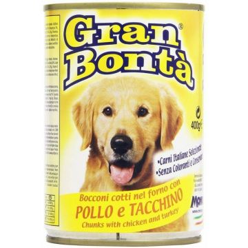 GRAN BONTA Conservă pentru câini, cu Carne de Pui şi Curcan 400g
