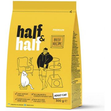 HALF&HALF Hrană uscată pentru pisici, cu Vită