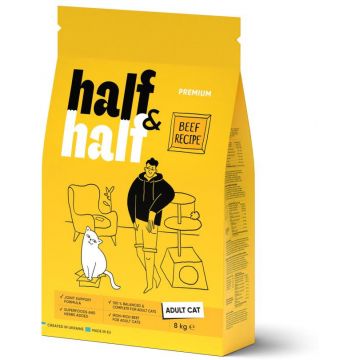HALF&HALF Hrană uscată pentru pisici, cu Vită