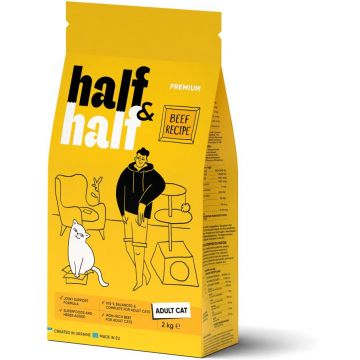 HALF&HALF Hrană uscată pentru pisici, cu Vită