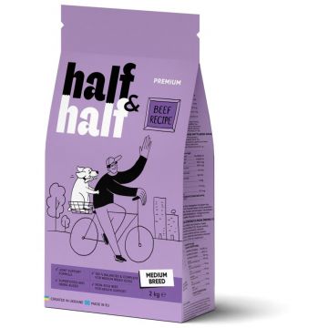 HALF&HALF Hrană uscată pt câini de talie medie, cu Vită