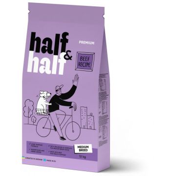 HALF&HALF Hrană uscată pt câini de talie medie, cu Vită