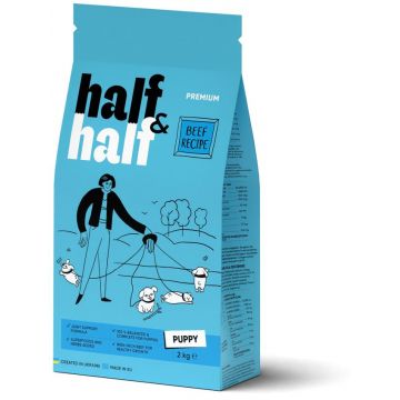 HALF&HALF Hrană uscată PUPPY, pentru căţei de toate rasele, cu Vită