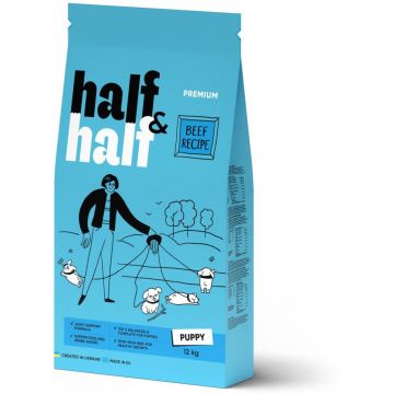 HALF&HALF Hrană uscată PUPPY, pentru căţei de toate rasele, cu Vită