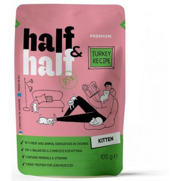 HALF&HALF plic KITTEN, bucăţi de Curcan în jeleu 100g