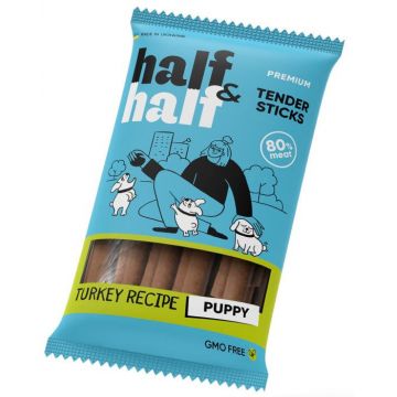 HALF&HALF Recompense pentru căţei, batoane Curcan 100g
