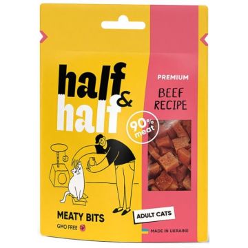 HALF&HALF Recompense pentru pisici, bucăţele cu Vită 50g