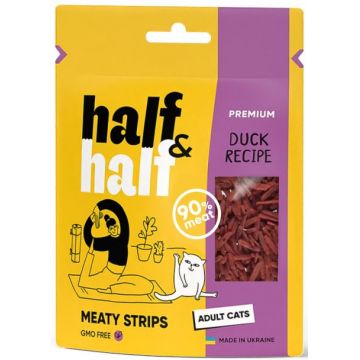 HALF&HALF Recompense pentru pisici, fâşii cu Raţă 50g