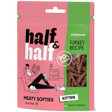 HALF&HALF Recompense pentru pisicuţe, bucăţele Curcan 50g