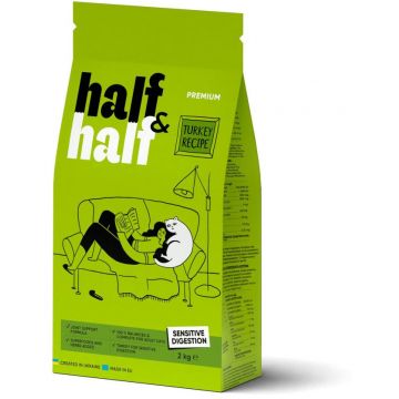 HALF&HALF Sensitive Hrană uscată pentru pisici, Curcan