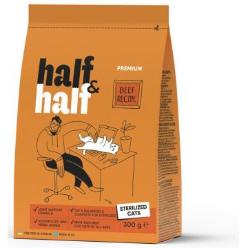 HALF&HALF Sterilised Hrană uscată pentru pisici sterilizate, cu Vită