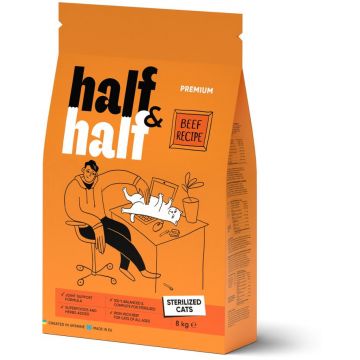 HALF&HALF Sterilised Hrană uscată pentru pisici sterilizate, cu Vită