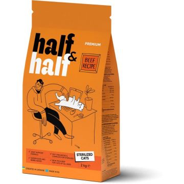 HALF&HALF Sterilised Hrană uscată pentru pisici sterilizate, cu Vită